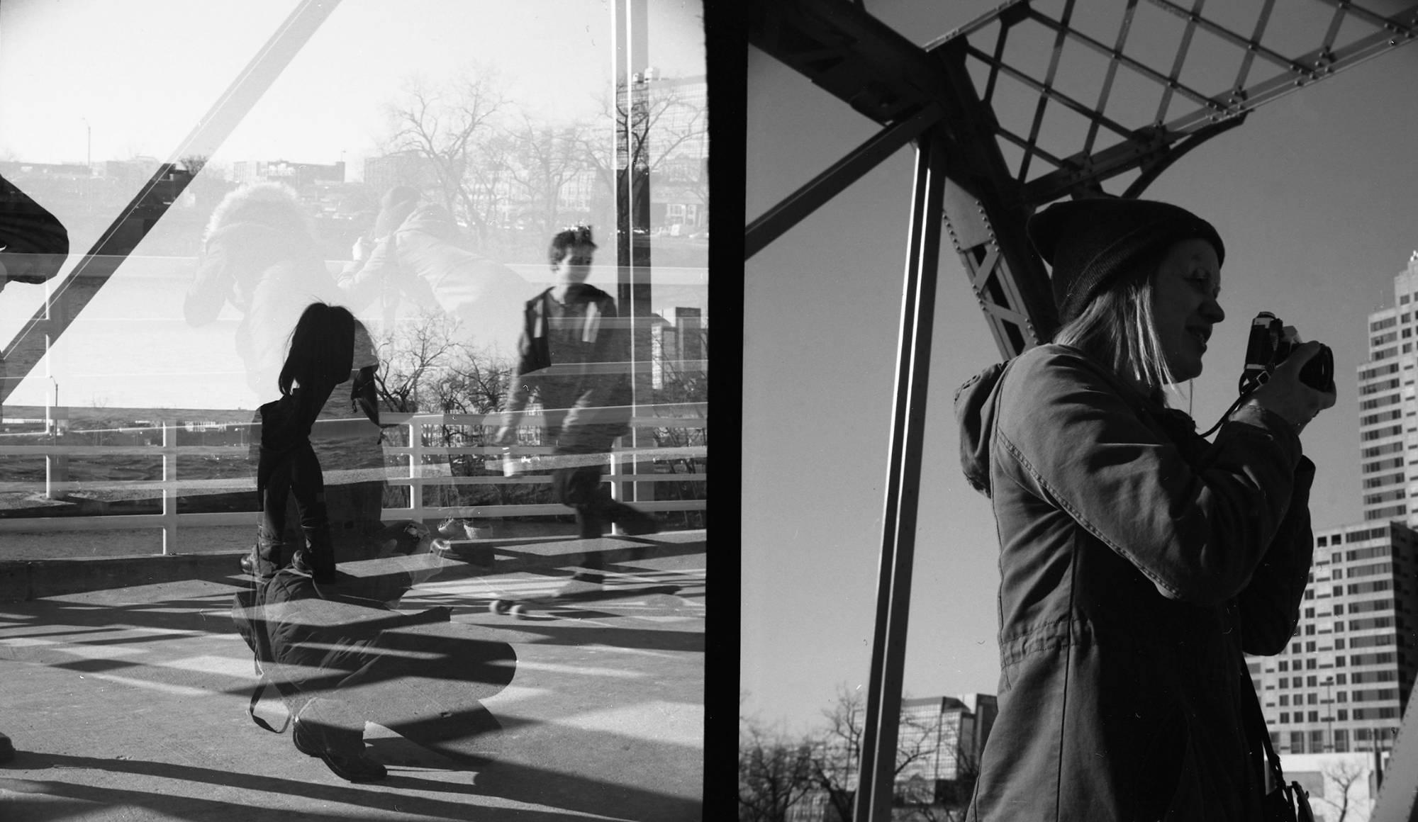 Photo students taking pictures in downtown Grand Rapids